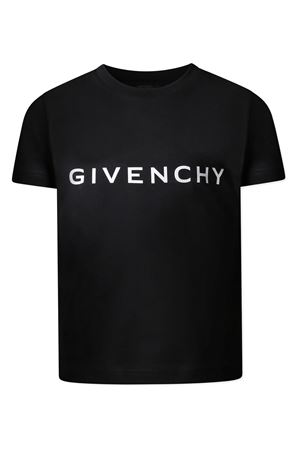 Black cotton blend T-shirt GIVENCHY KIDS | H3071809B